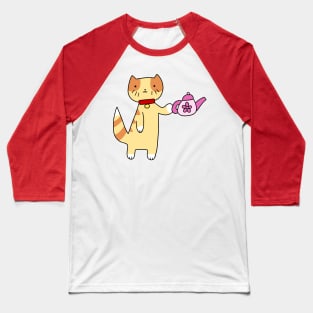 Teapot Tabby Cat Baseball T-Shirt